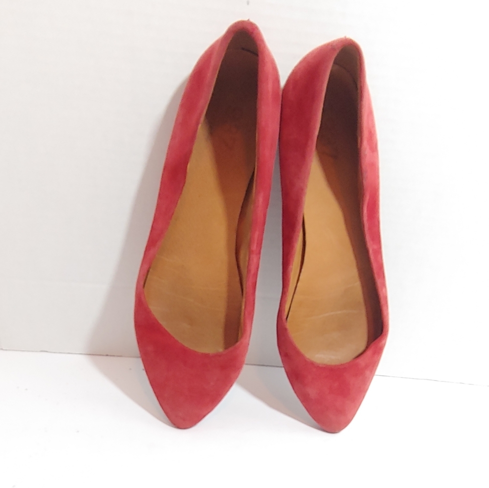 Madewell Red Suede Pointed-Toe Flats